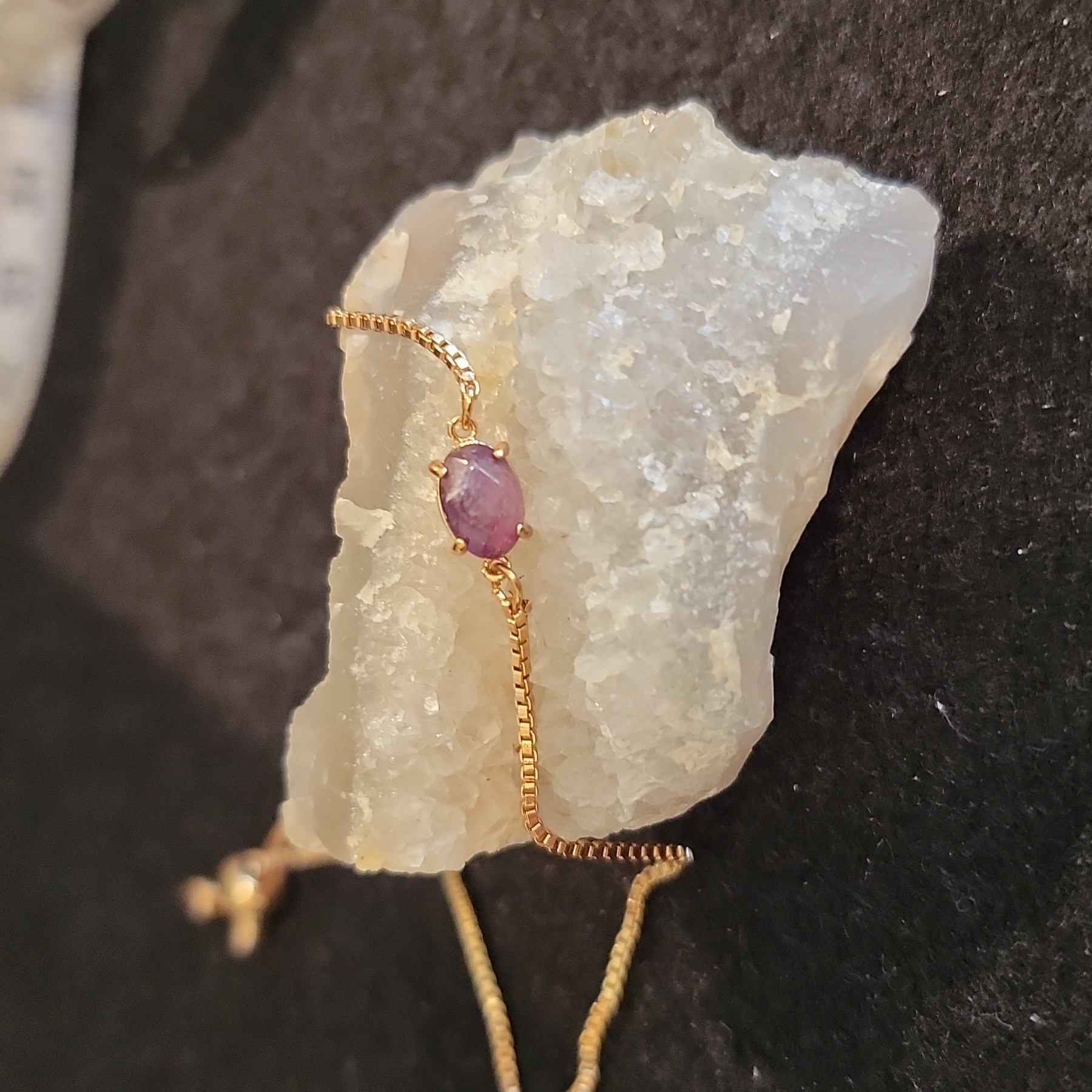 18k Gold Plated Raw Amethyst Adjustable Bracelet 18$